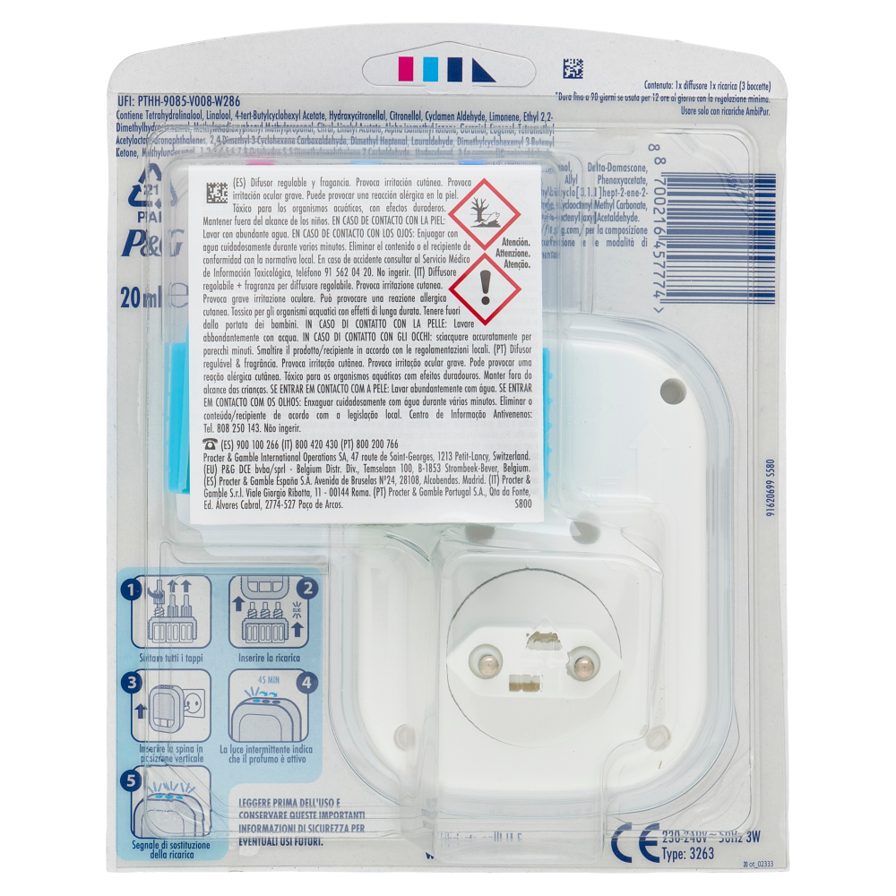 Ambi Pur Profumatore per Ambienti Diffusore Elettrico+Ricarica 3Volution, Risveglio Primaverile 20ml