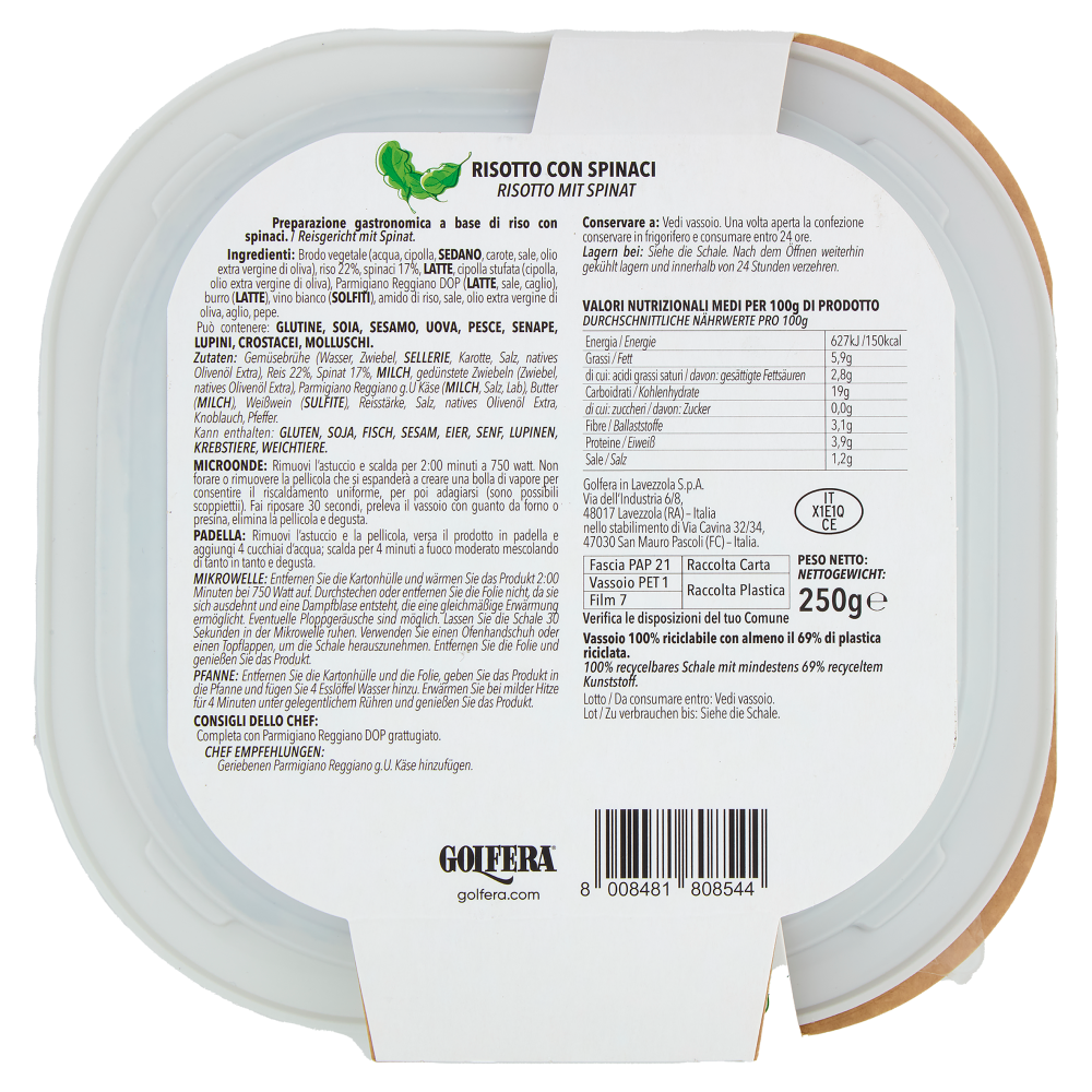 Golfera Ben Fatto Risotto con Spinaci 250 g
