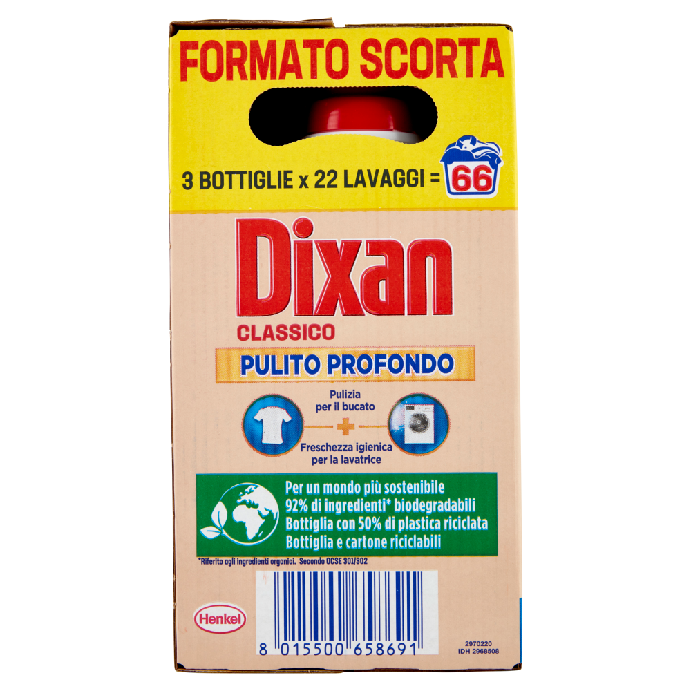 DIXAN Liquido Classico 3x22=66 Lavaggi 3 x 990 ml