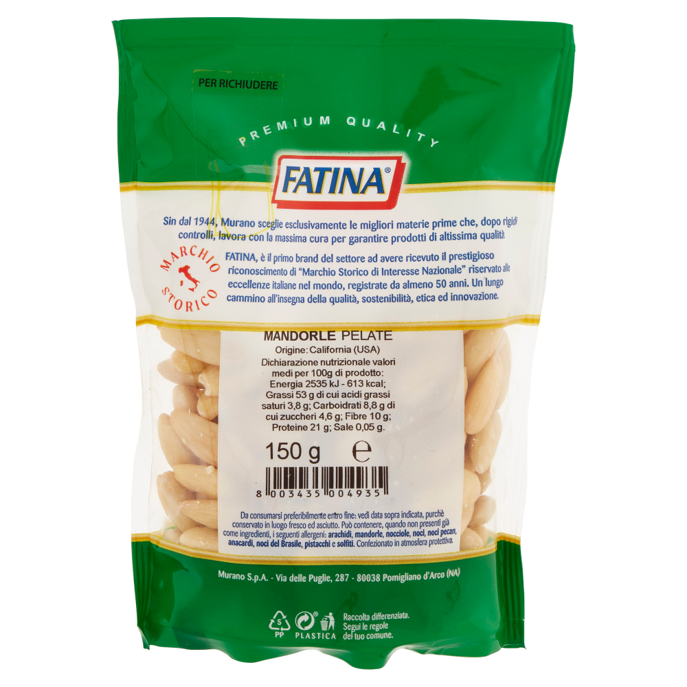Fatina Frutta Secca Snack Mandorle Pelate 150 g