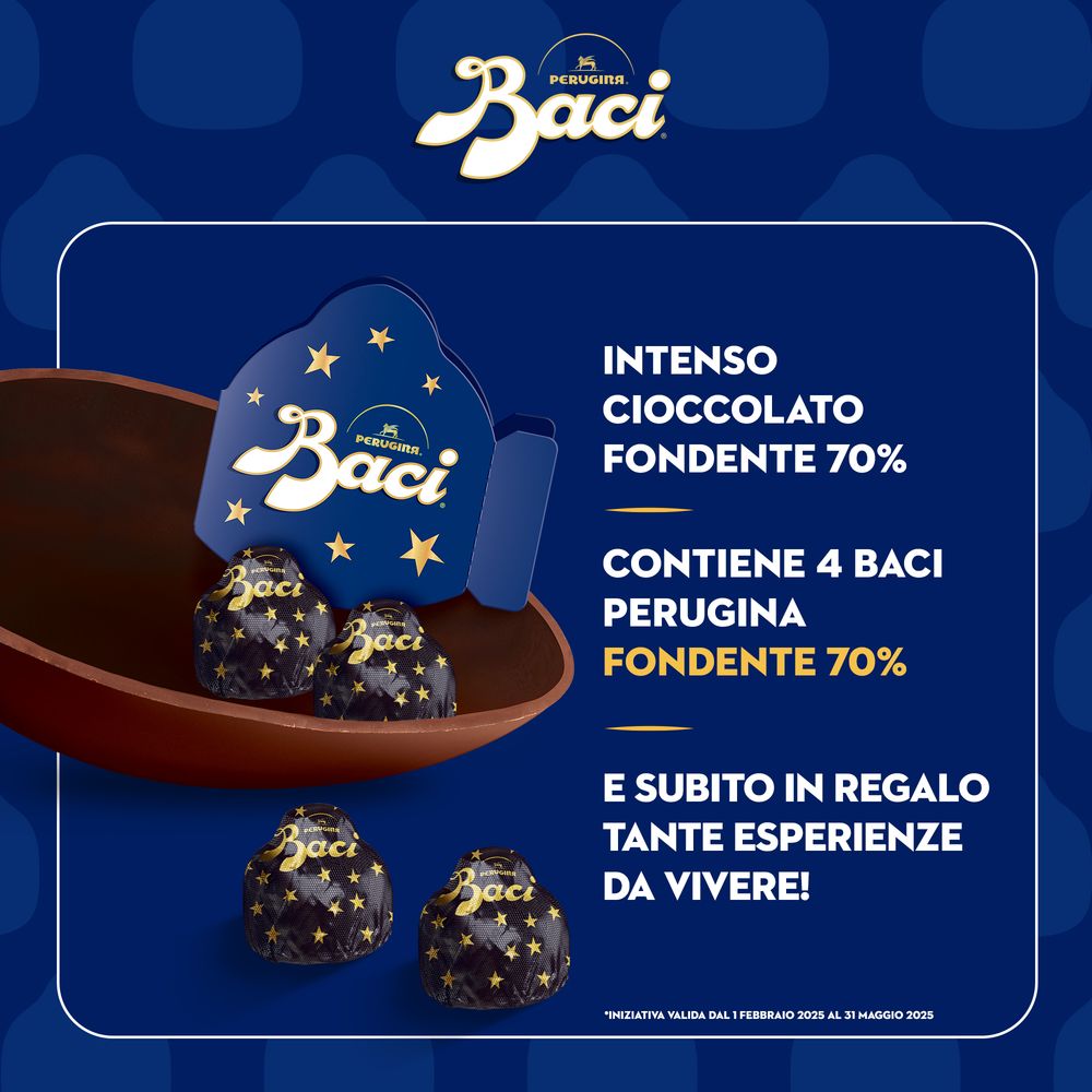 BACI PERUGINA Uovo di Pasqua Cioccolato Fondente 70% con Sorpresa e 4 Cioccolatini 265g
