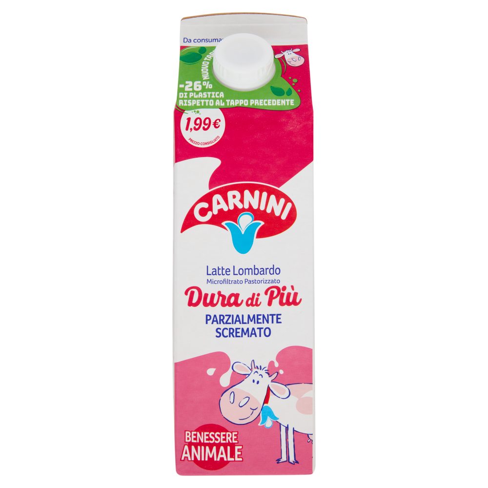Carnini Latte Lombardo Microfiltrato Pastorizzato Dura di Più Parzialmente Scremato 1000 ml
