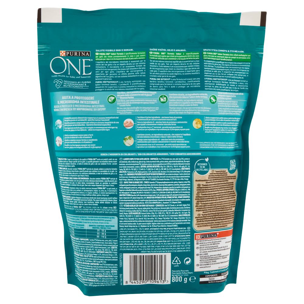 PURINA ONE Indoor Formula Ricco in Tacchino 800 g