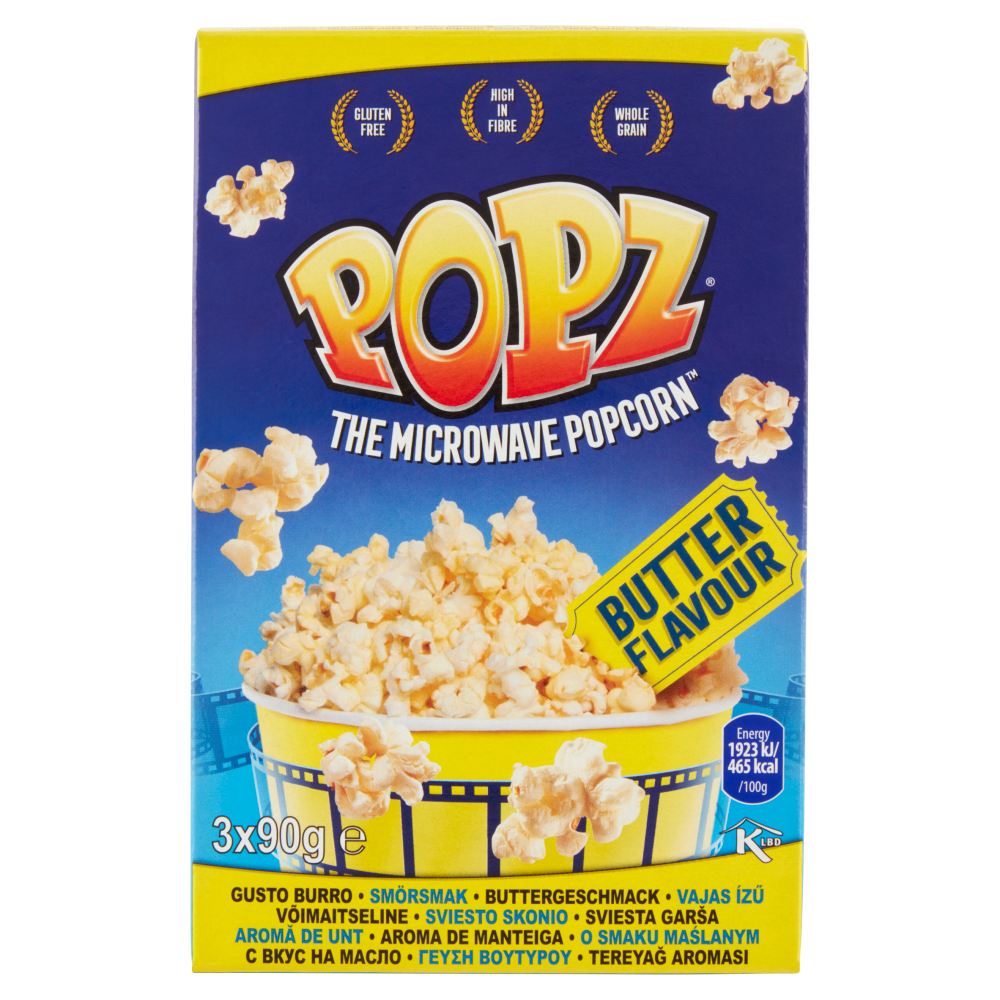 Popz the Microwave Popcorn Gusto Burro 3 x 90 g