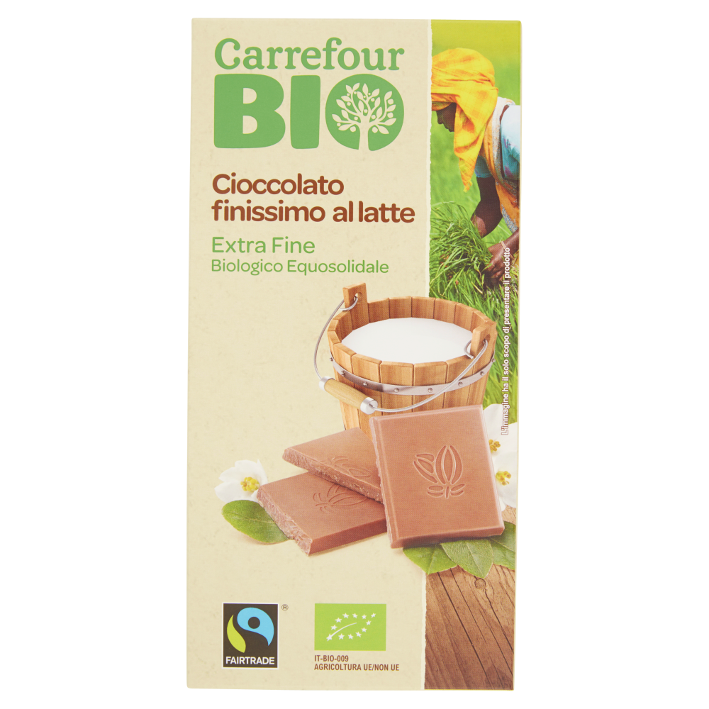 Carrefour Bio Cioccolato finissimo al latte Extra Fine Biologico Equosolidale 100 g