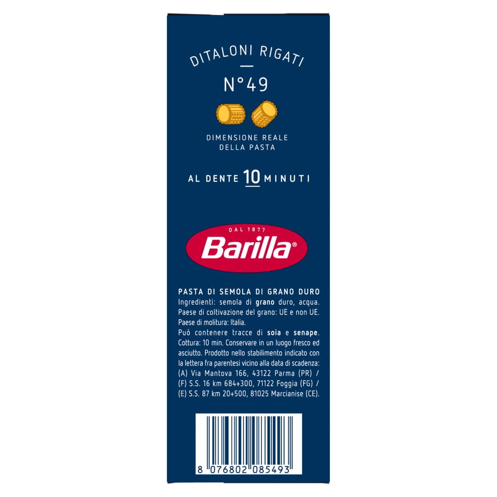 Barilla Pasta Ditaloni Rigati n.49 500g