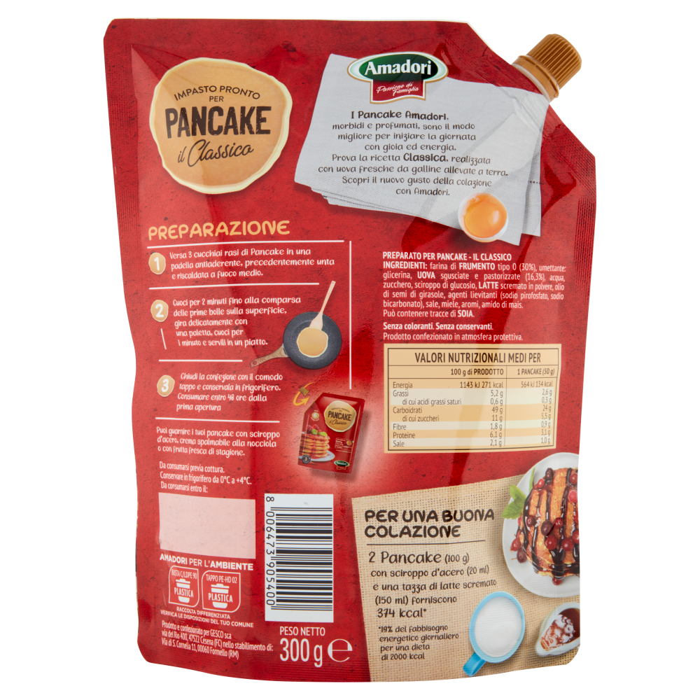 Amadori Impasto Pronto per Pancake il Classico 300 g