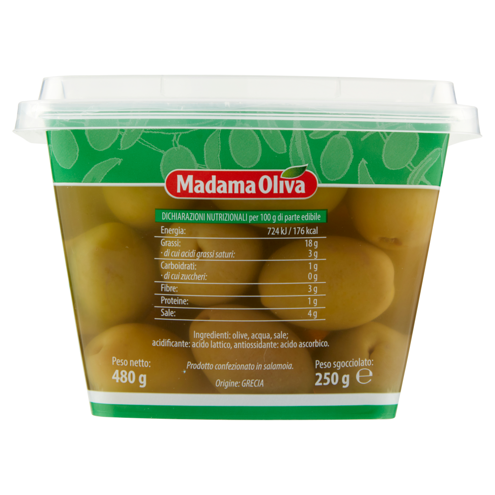 Madama Oliva il Frutto di Grecia Olive Halkidiki Verdi Dolci Giganti 480 g