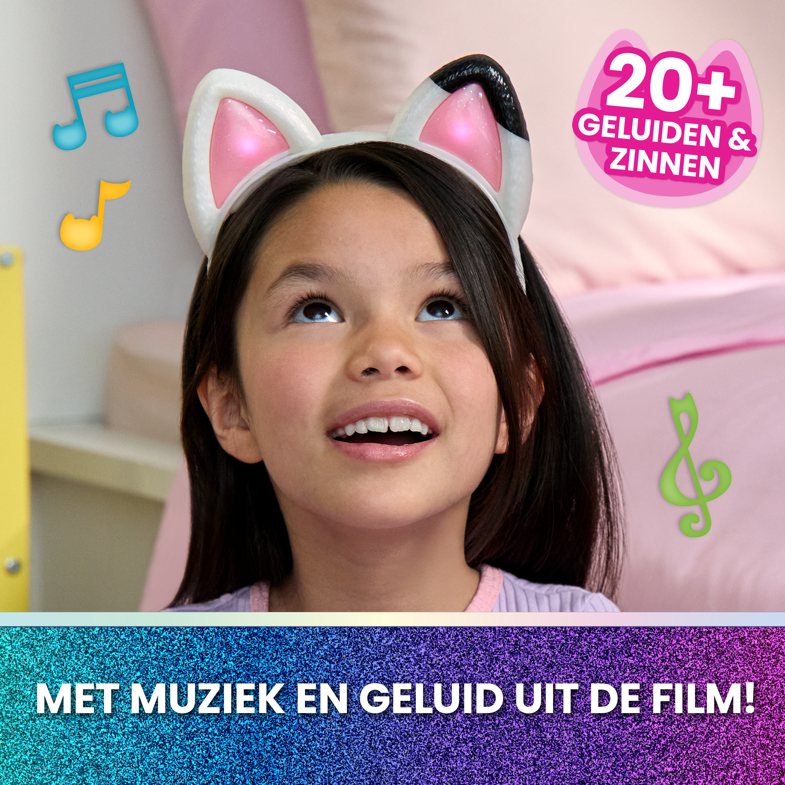 Gabby’s Dollhouse: The Movie, Orecchiette Interattive, Cerchietto con Luci, Suoni e 3 Modalità di Gioco, Giocattolo per Bambine e Bambini, 3+ Anni