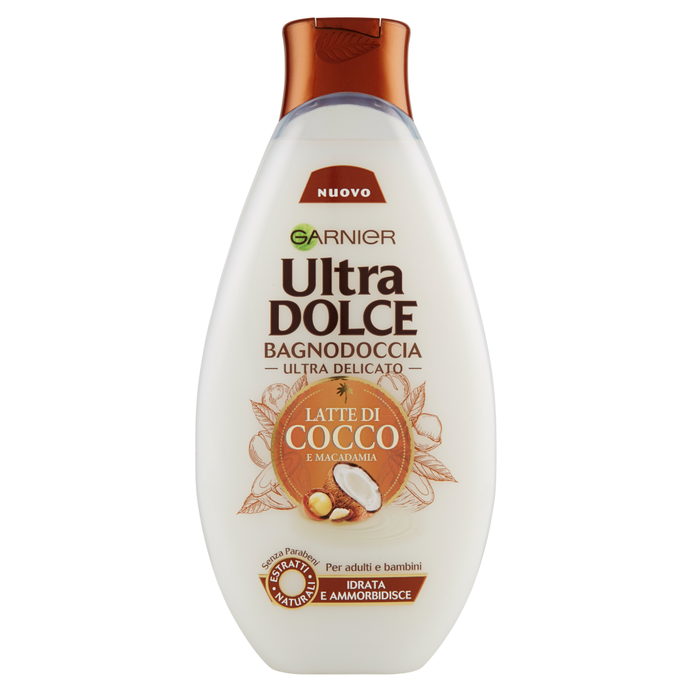 Garnier Ultra Dolce Bagnodoccia Latte di Cocco e Macadamia - Bagnoschiuma idratante - 500 ml