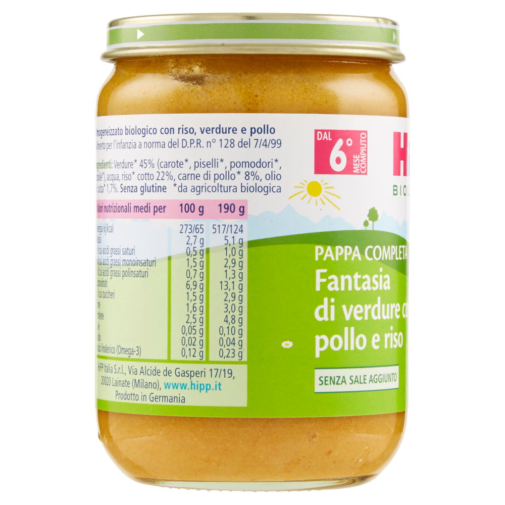 HiPP Biologico Pappa Completa Fantasia di verdure con pollo e riso 190 g
