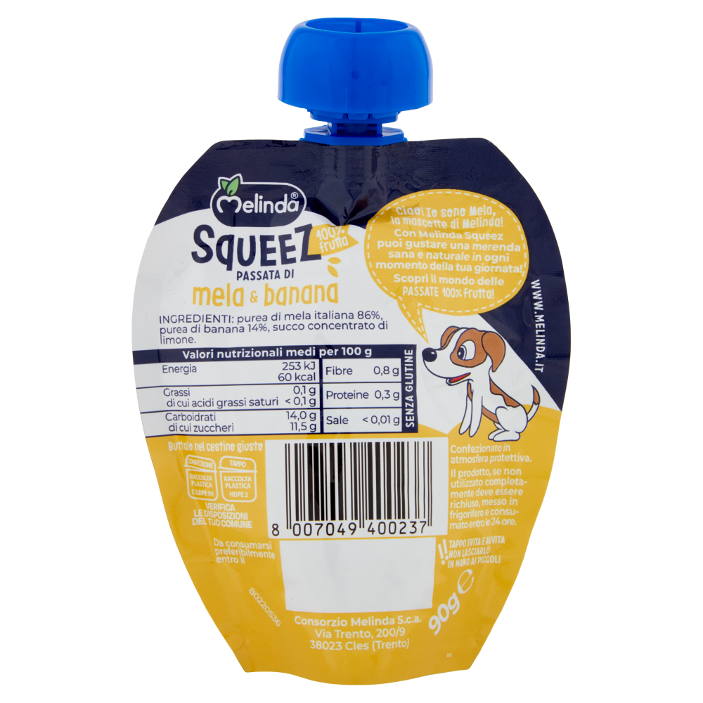 Melinda Squeez 100 % frutta Passata di mela & banana 90 g