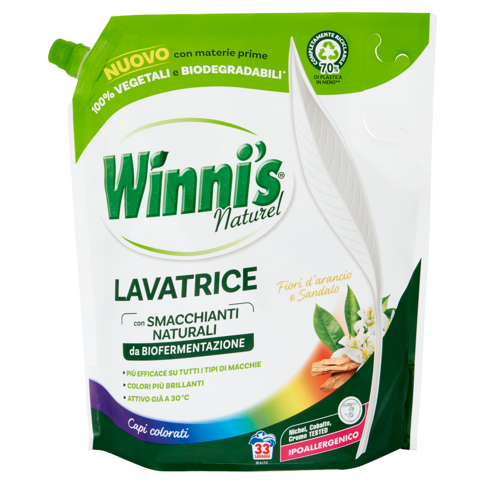 Winni's Naturel Lavatrice Capi colorati Fiori d'arancio e Sandalo pouch 33 Lavaggi 1,485 l