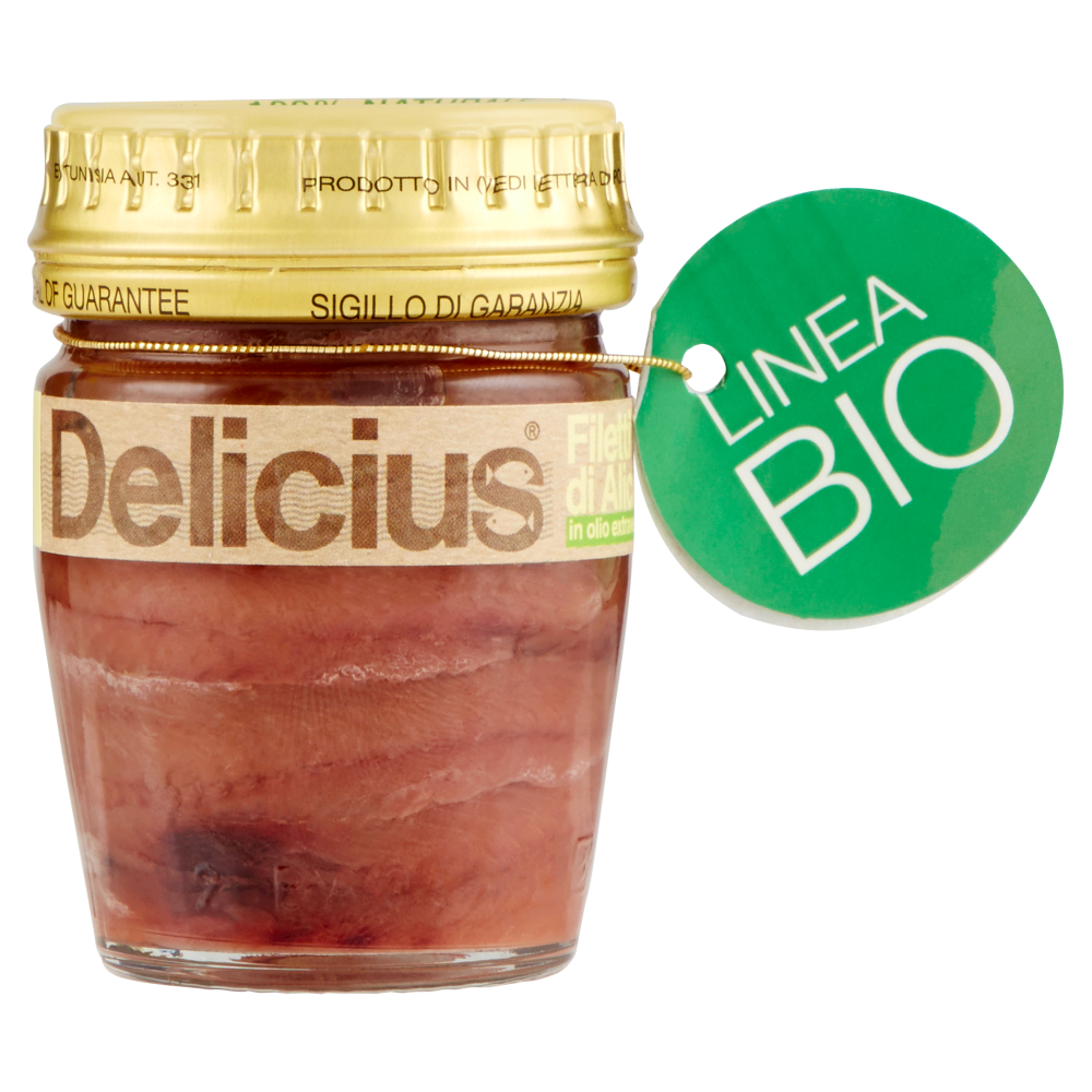 Delicius Linea Bio Filetti di Alici in olio extravergine di oliva biologico 58 g