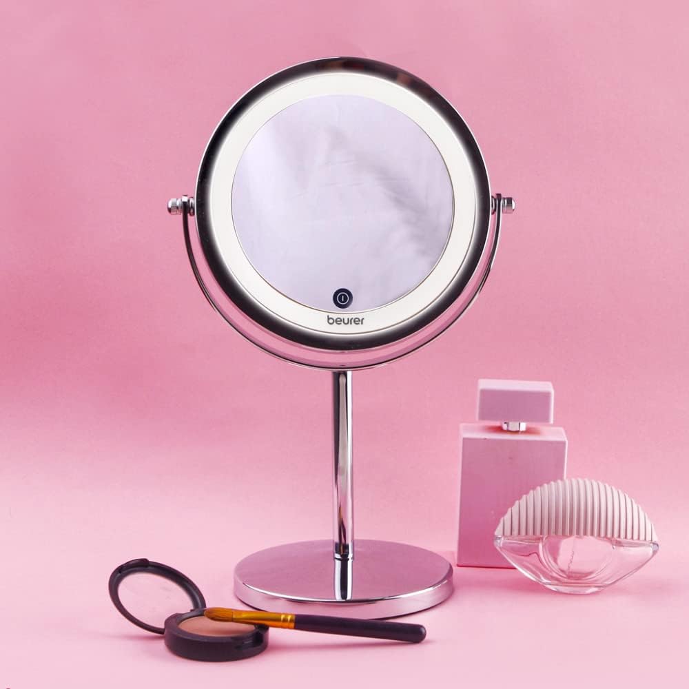 Beurer BS 55 Specchio Cosmetico Illuminato con Doppia Superfice Riflettente, Normale e Ingrandimento 7x