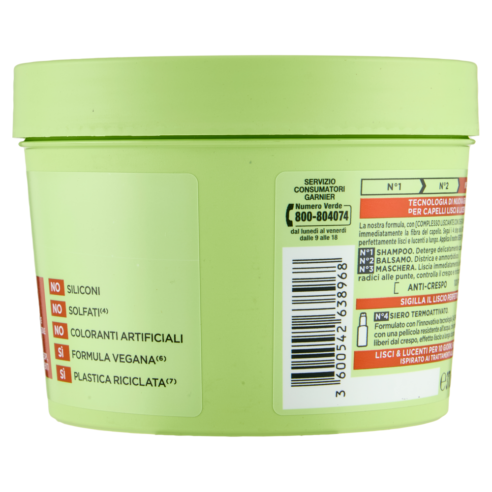 Fructis Lisci Cheratina N°3 Maschera, per Capelli Crespi, Secchi e Spenti, 370 ml