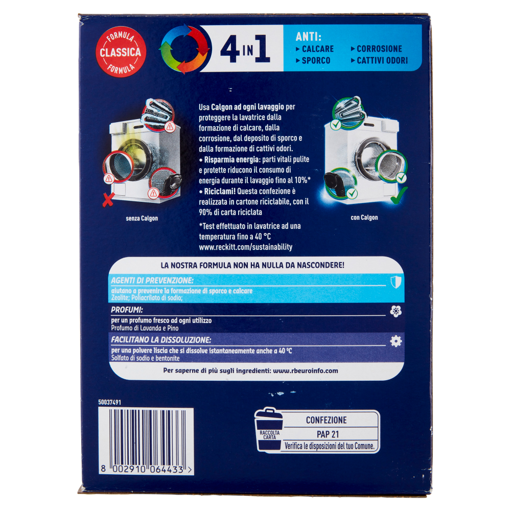 Calgon Original Power Polvere 4in1 Anticalcare lavatrice 900 gr