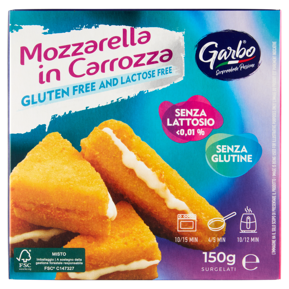 Garbo Gluten Free and Lactose Free Mozzarella in Carrozza Surgelati 150 g