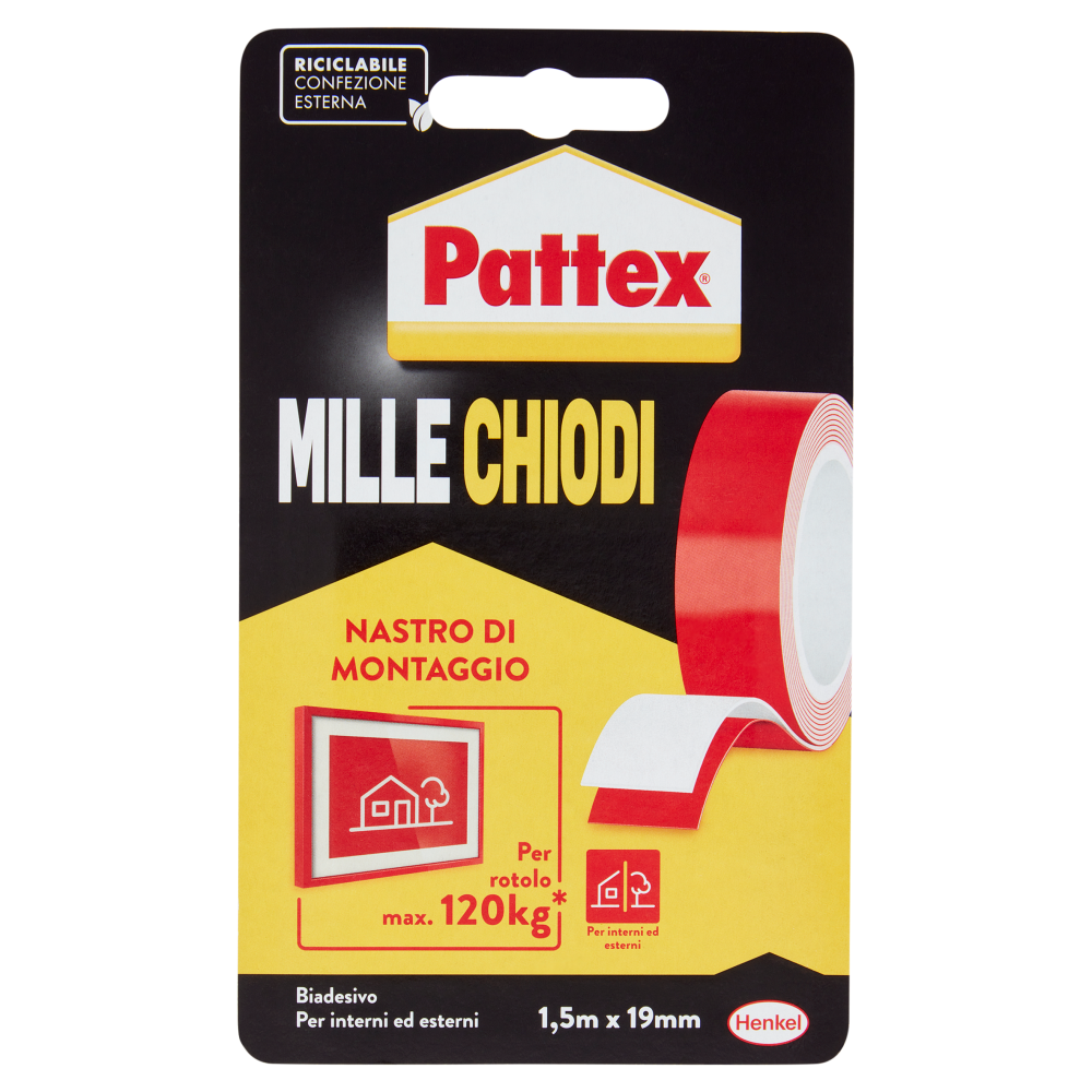 PATTEX Millechiodi Nastro biadesivo 19mmx1,5m