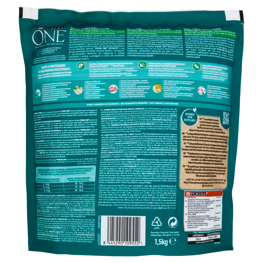 Purina ONE Bifensis Indoor Formula 1,5kg Tacchino