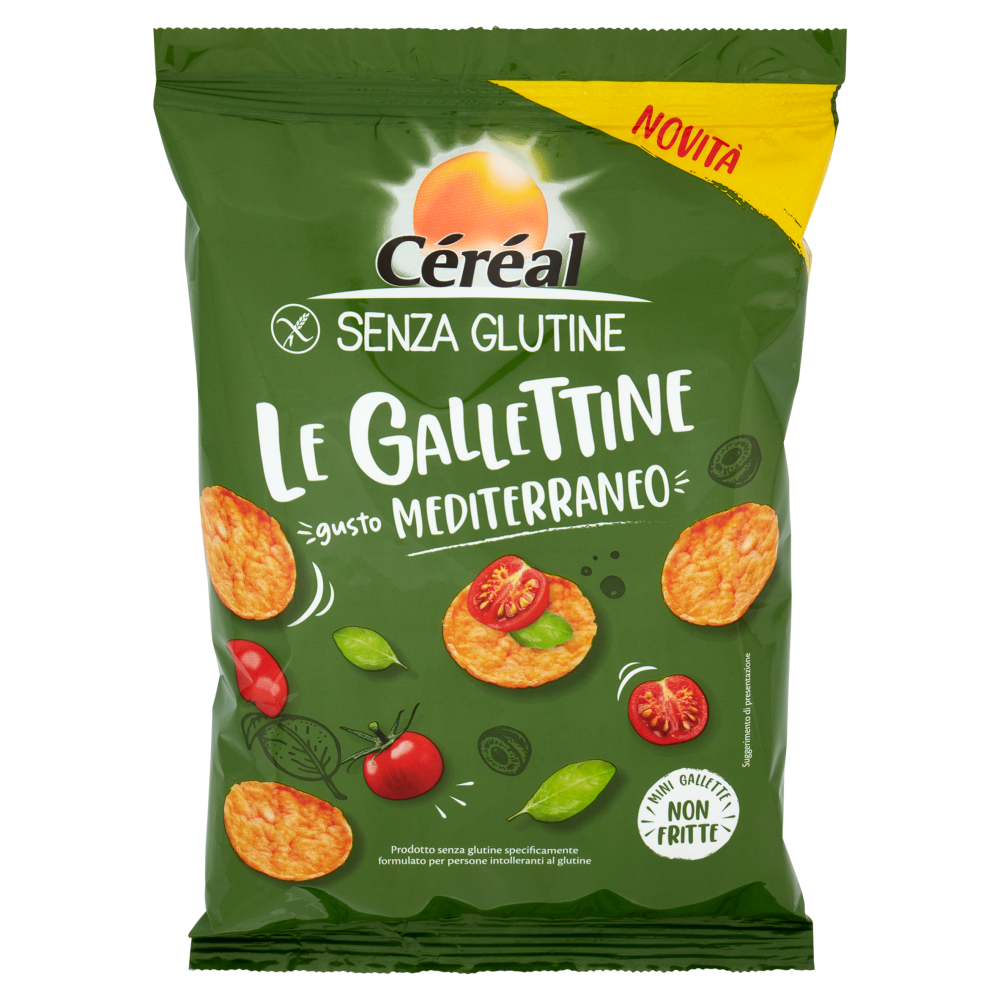 Céréal Senza Glutine Le Gallettine, gusto Mediterraneo, mini gallette ai cereali non fritte - 70 g