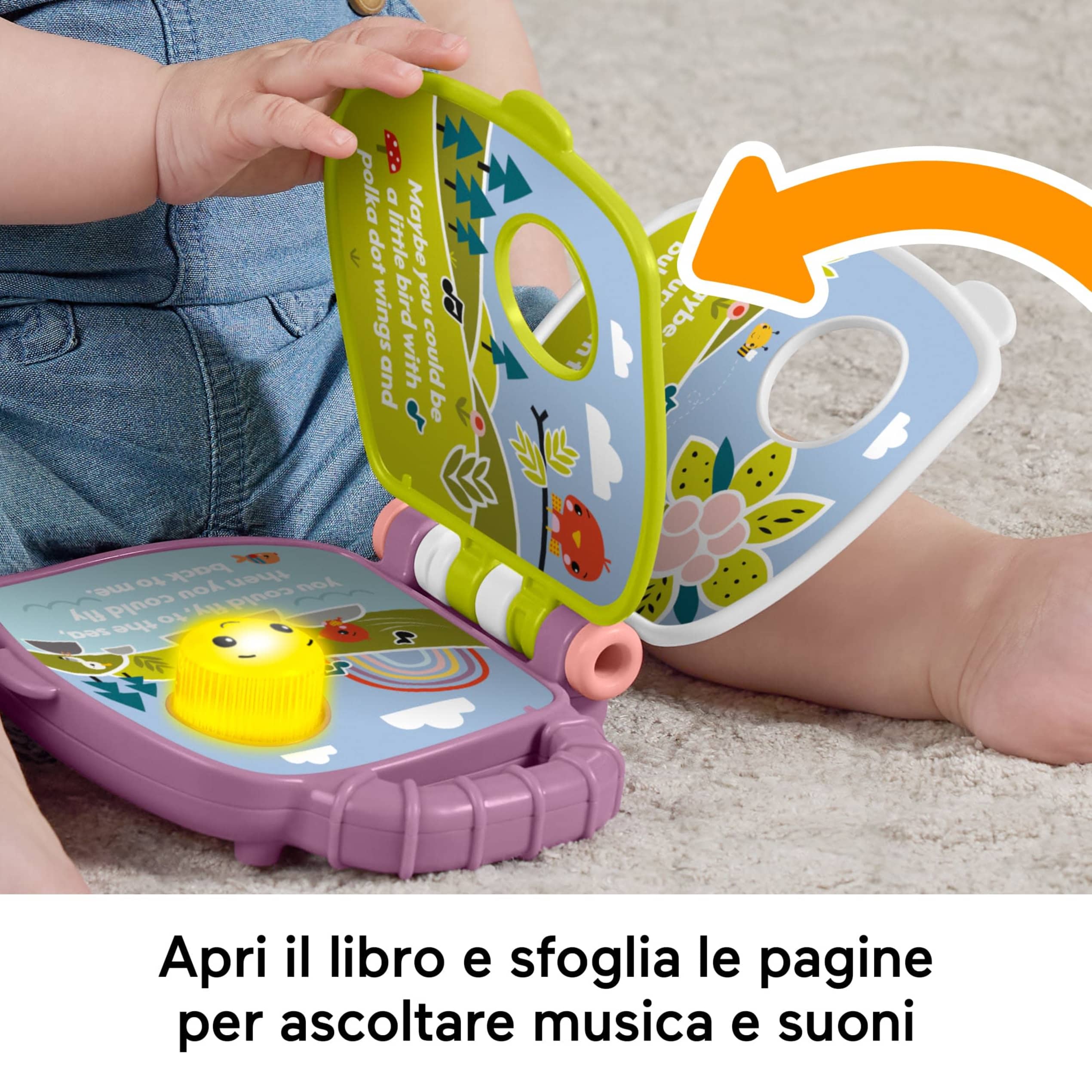 Fisher-Price Il Libro Delle Canzoncine Della Scimmietta Viola Per Neonati E Bambini Con Luci E Suoni, Versione Italiana