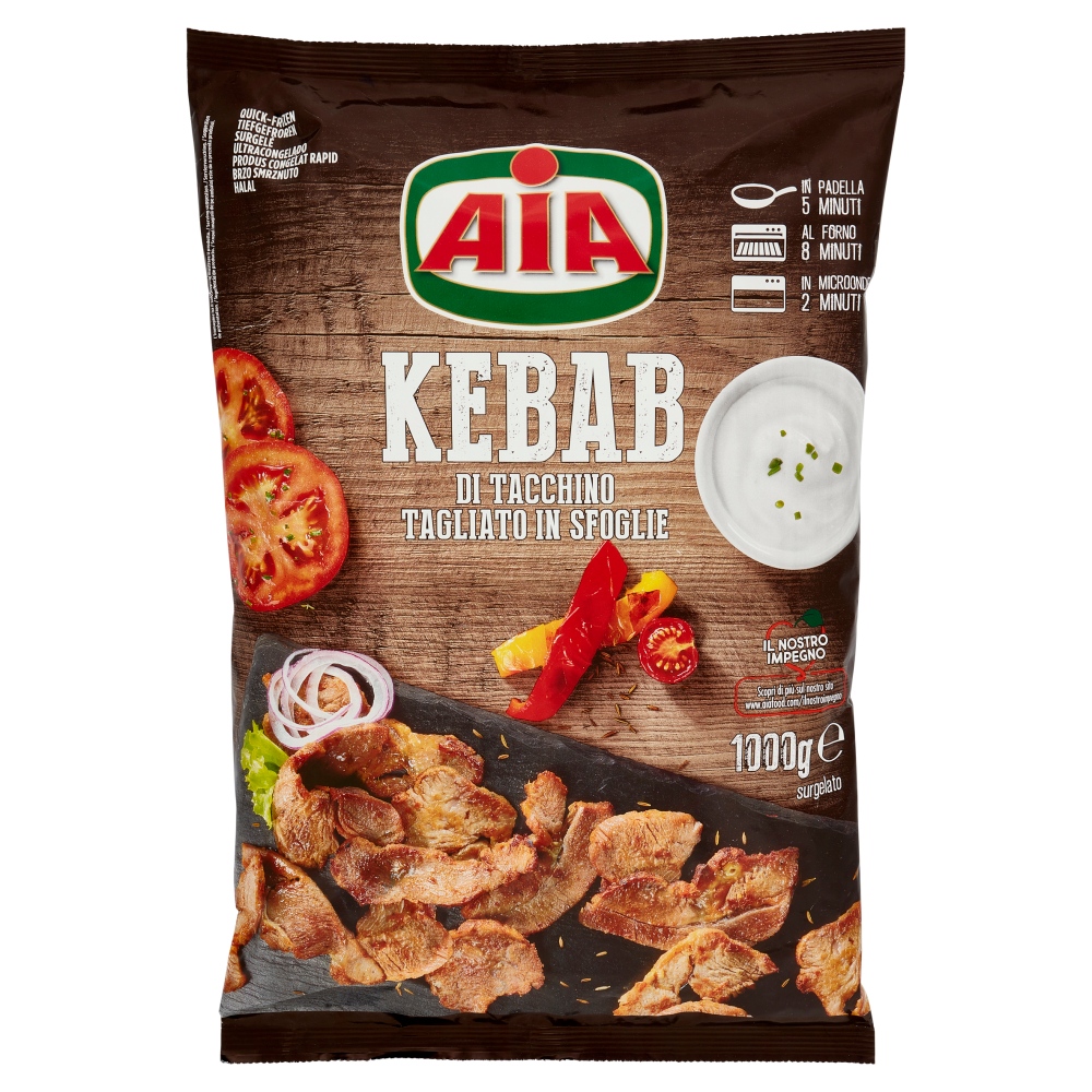 Aia Kebab di Tacchino Tagliato in Sfoglie surgelato 1000 g