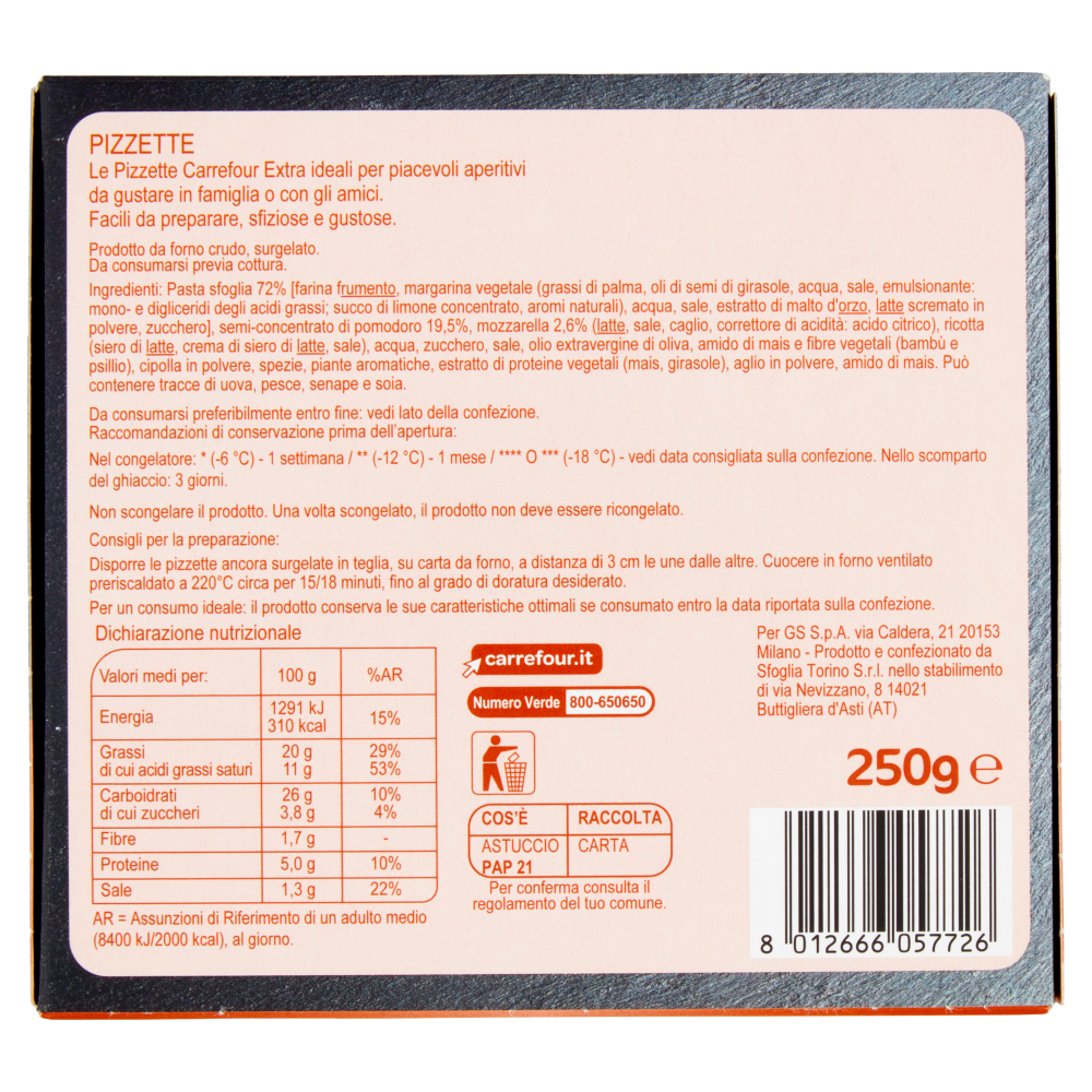 Carrefour Extra Pizzette Surgelate 250 g