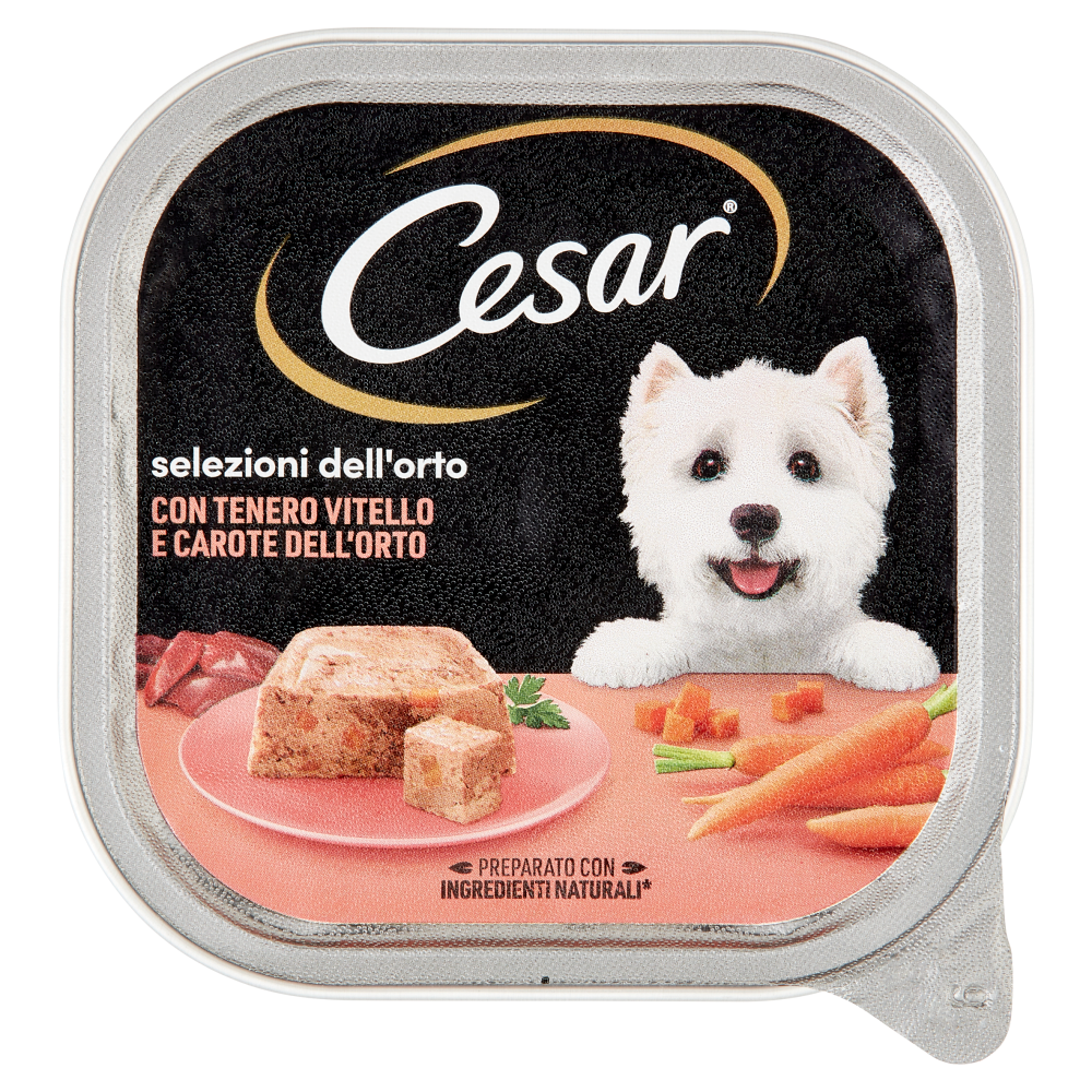 Cesar Selezione dell'Orto Cibo Umido Cane con Tenero Vitello e Carote dell'Orto 300 g