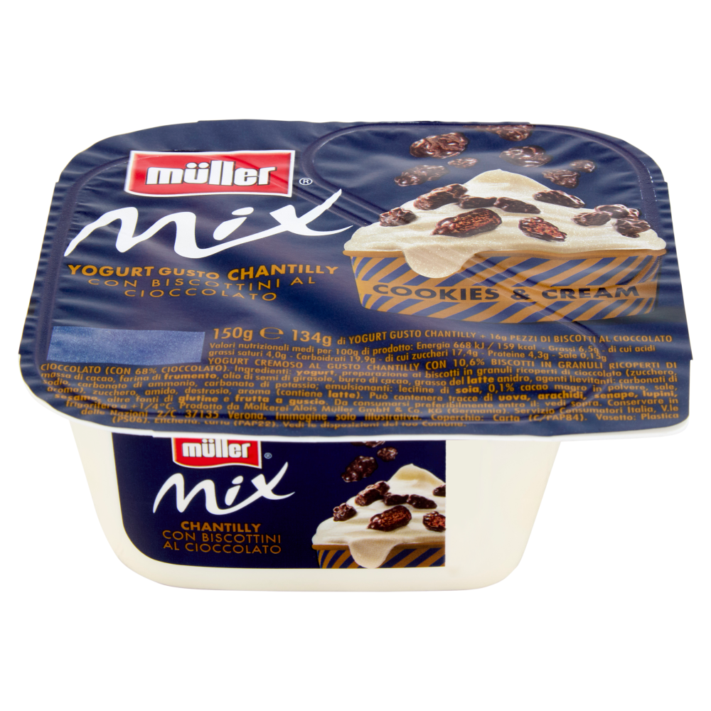 müller Mix Yogurt Gusto Chantilly con Biscottini al Cioccolato 150 g