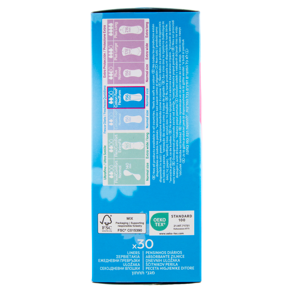 Carefree Cotton Feel* Flexiform Senza Profumo Salvaslip 30 pz