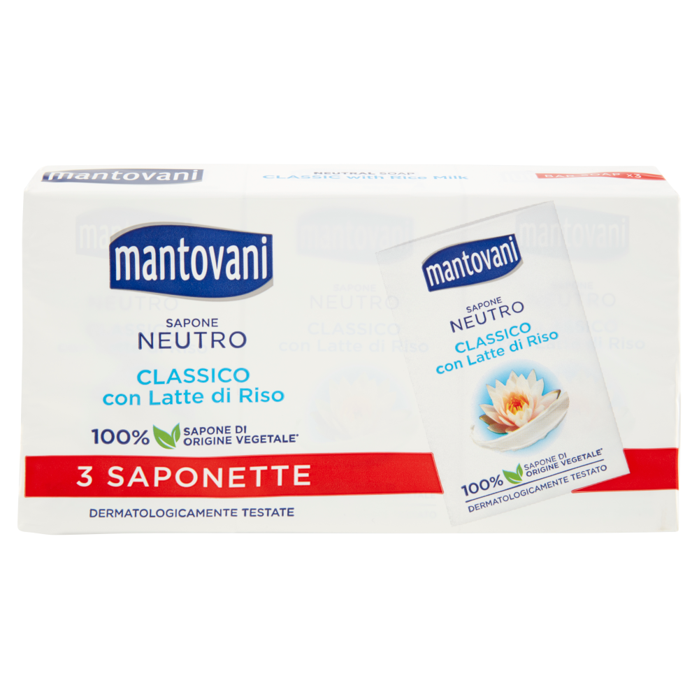 mantovani Sapone Neutro Classico con Latte di Riso 3 x 90 g