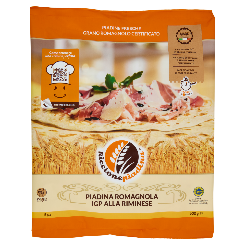Riccionepiadina Piadina Romagnola IGP alla Riminese 5 pz 600 g