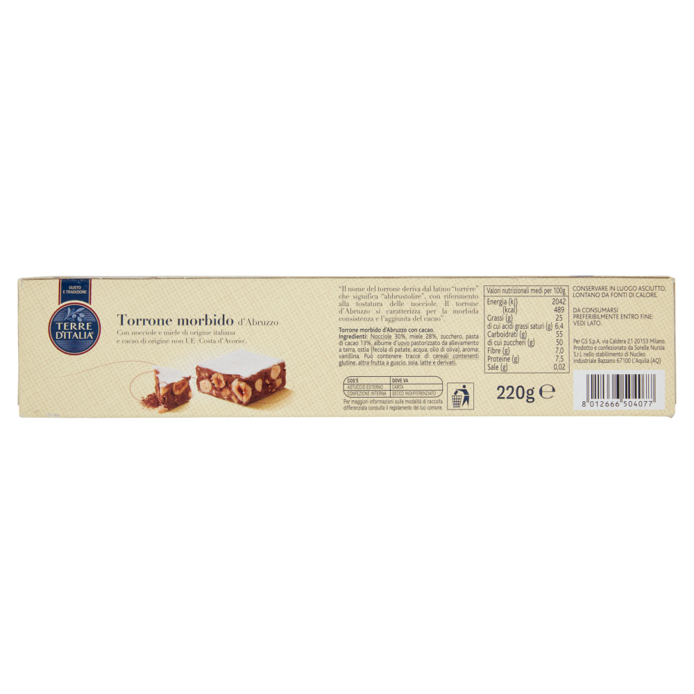 Terre d'Italia Torrone morbido d'Abruzzo 220 g