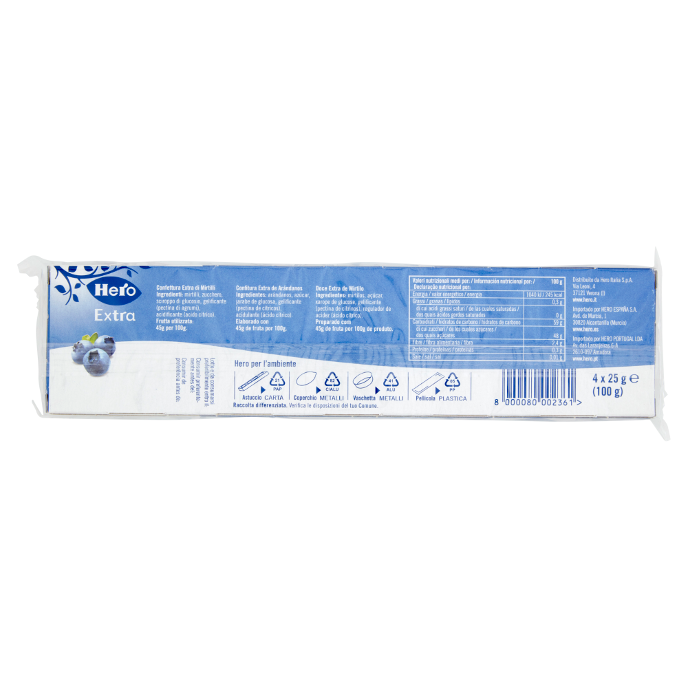 Hero Extra Confettura di Mirtilli 4 x 25 g