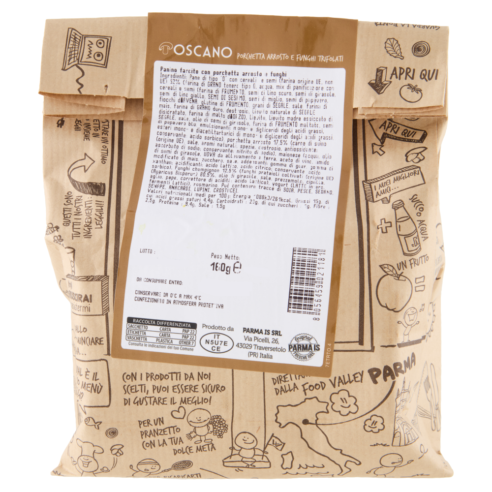 Parma Is il Pagnotto Toscano Porchetta Arrosto e Funghi Trifolati 2 Pezzi 160 g