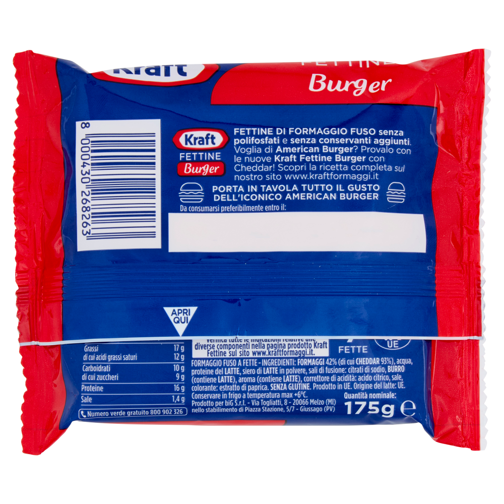 Kraft Fettine Burger con cheddar 7 Fette 175 g