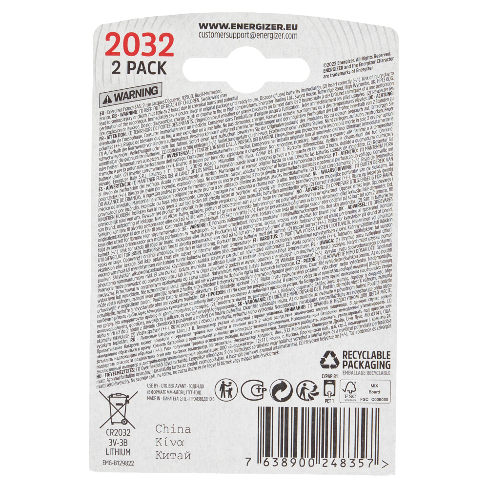 Energizer 2032 Lithium 2 pz