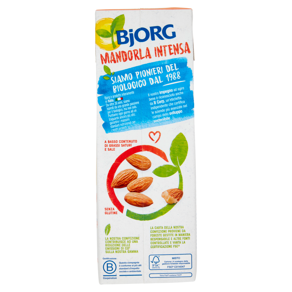 BJORG Mandorla Intensa 0% Zuccheri Bevanda Vegetale Bio, Senza Glutine, Prodotto in Italia, 1L