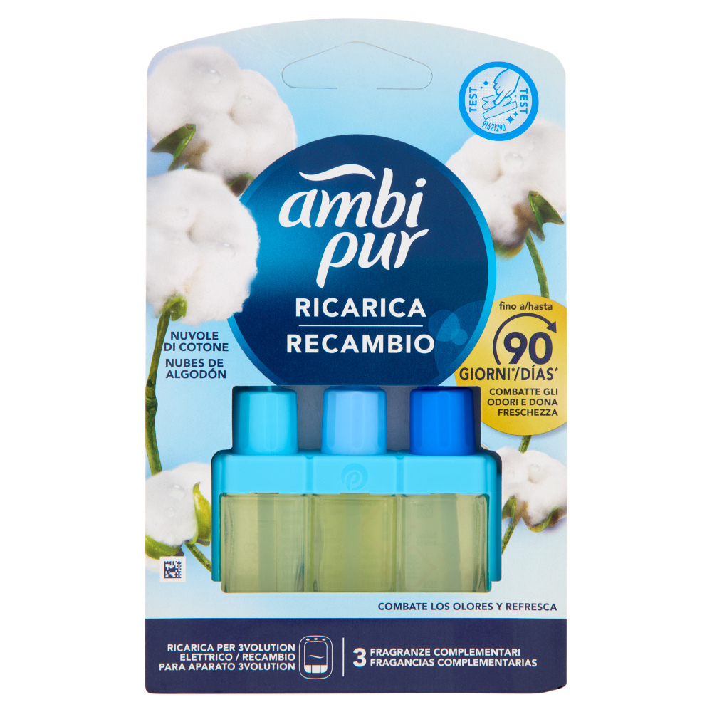 Ambi Pur Profumatore per Ambienti Elettrico Ricarica 3Volution, Nuvole di Cotone 20 ml