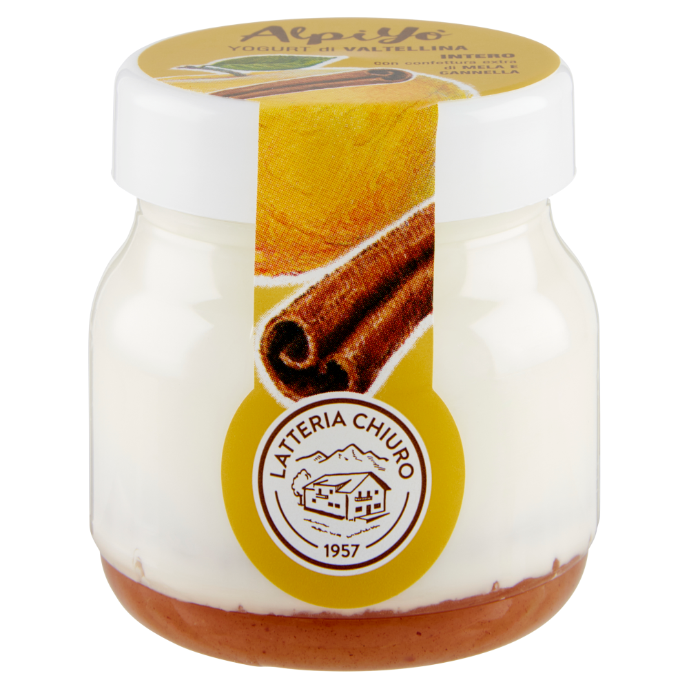 AlpiYò Yogurt di Valtellina Intero con confettura extra di Mela e Cannella 125 g