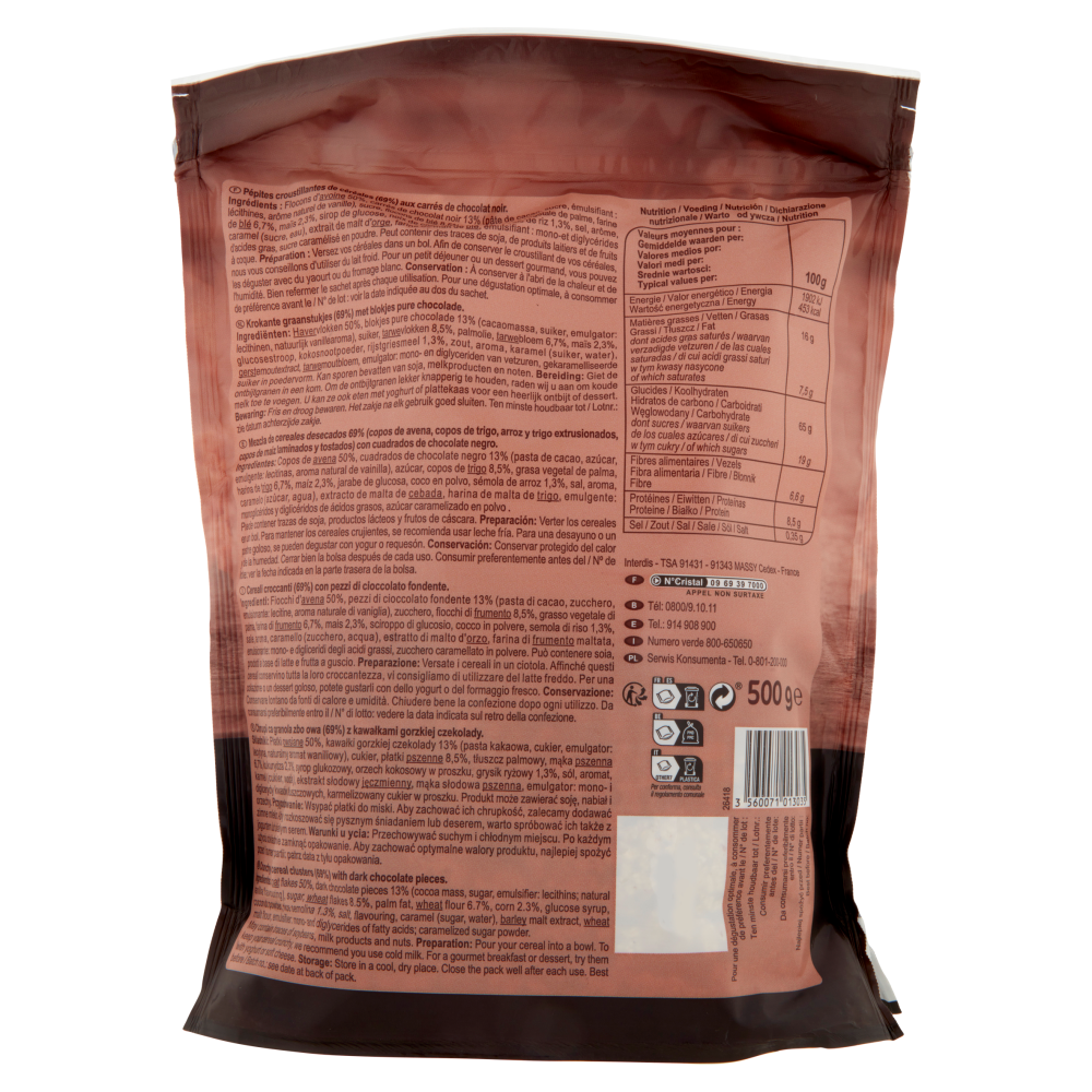 Carrefour Sensation Crunchy Cioccolato Fondente 500 g