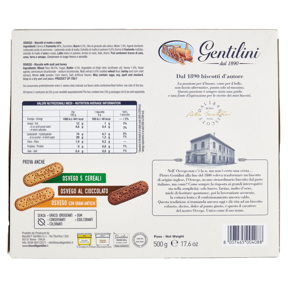 Gentilini Osvego al malto e miele 2 x 250 g