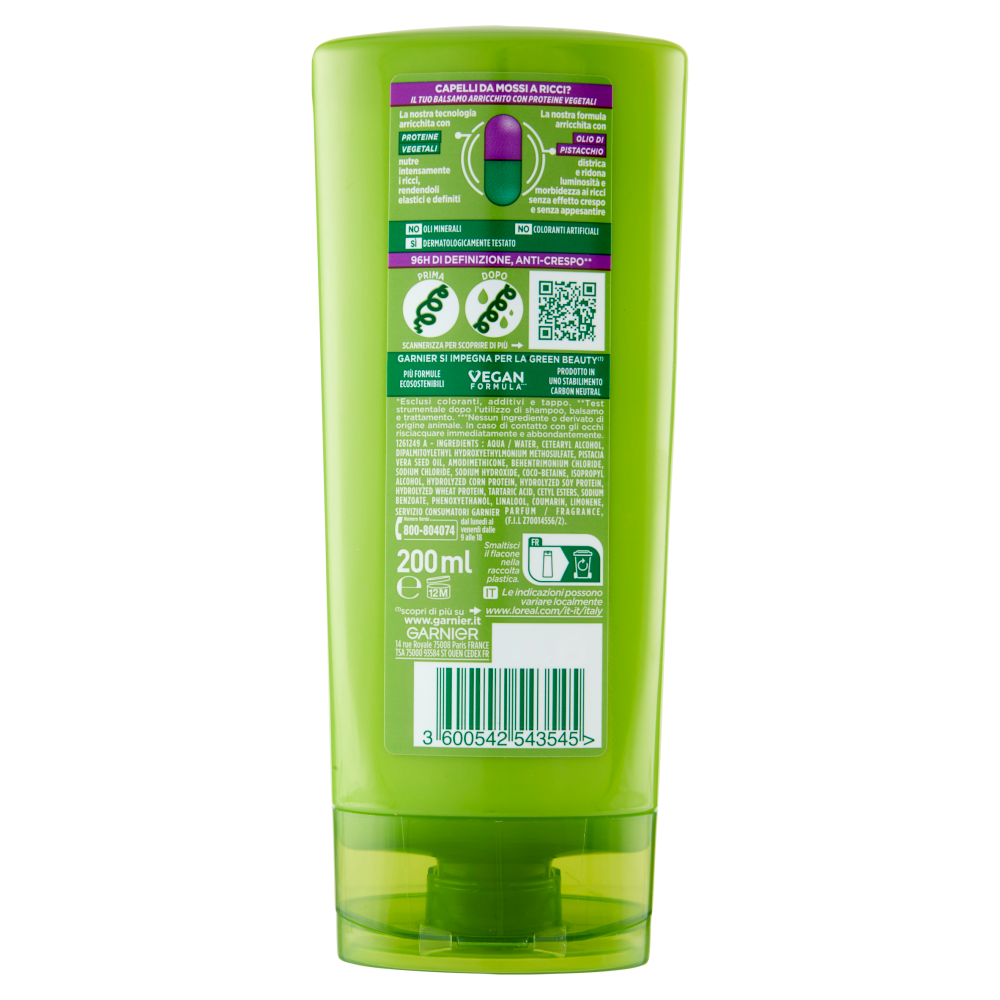 Garnier Fructis Balsamo Hydra Ricci, balsamo definizione per capelli da mossi a ricci, 200 ml