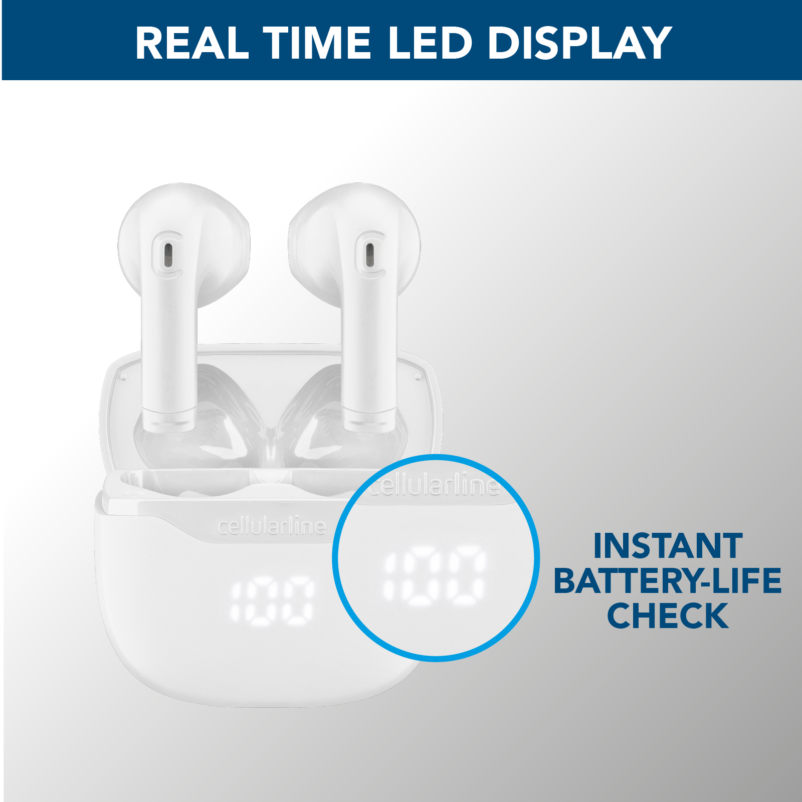 Cellularline Core Auricolare Bluetooth TWS con custodia di ricarica e display led
