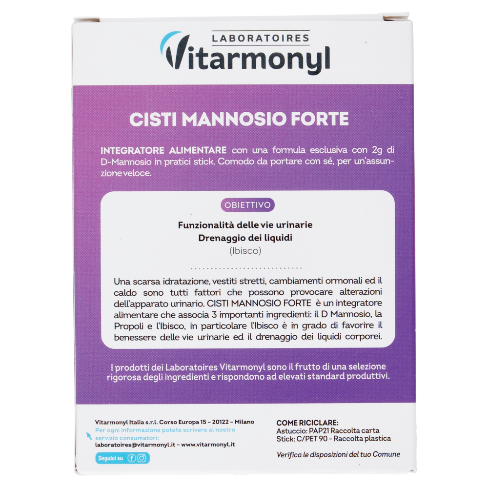 Laboratoires Vitarmonyl Cisti Mannosio Forte 7 Stick 21 g