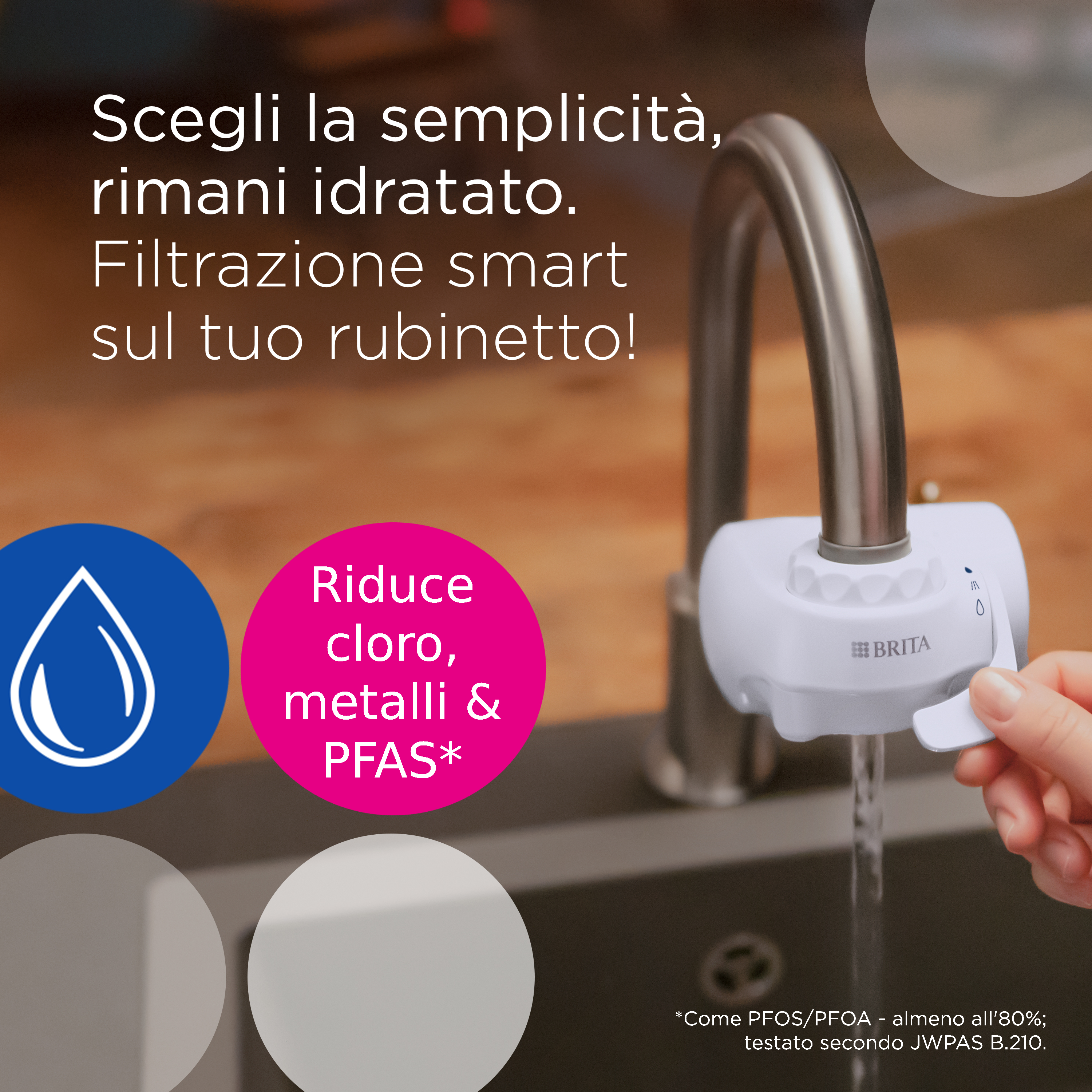 Brita Filtro acqua rubinetto ON TAP V (4 mesi) - Riduce cloro, PFAS, piccole particelle e metalli - per acqua buona da bere