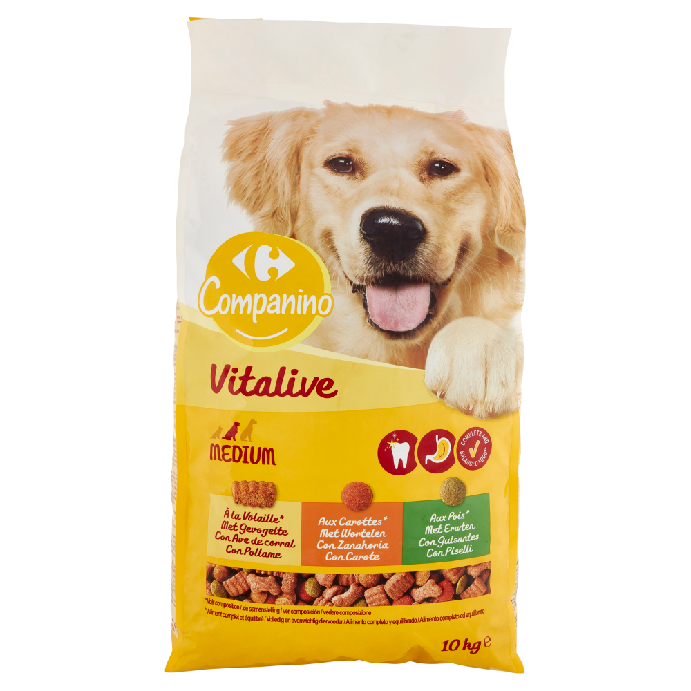 Carrefour Companino Vitalive Medium con Pollame* con Carote* con Piselli* 10 kg