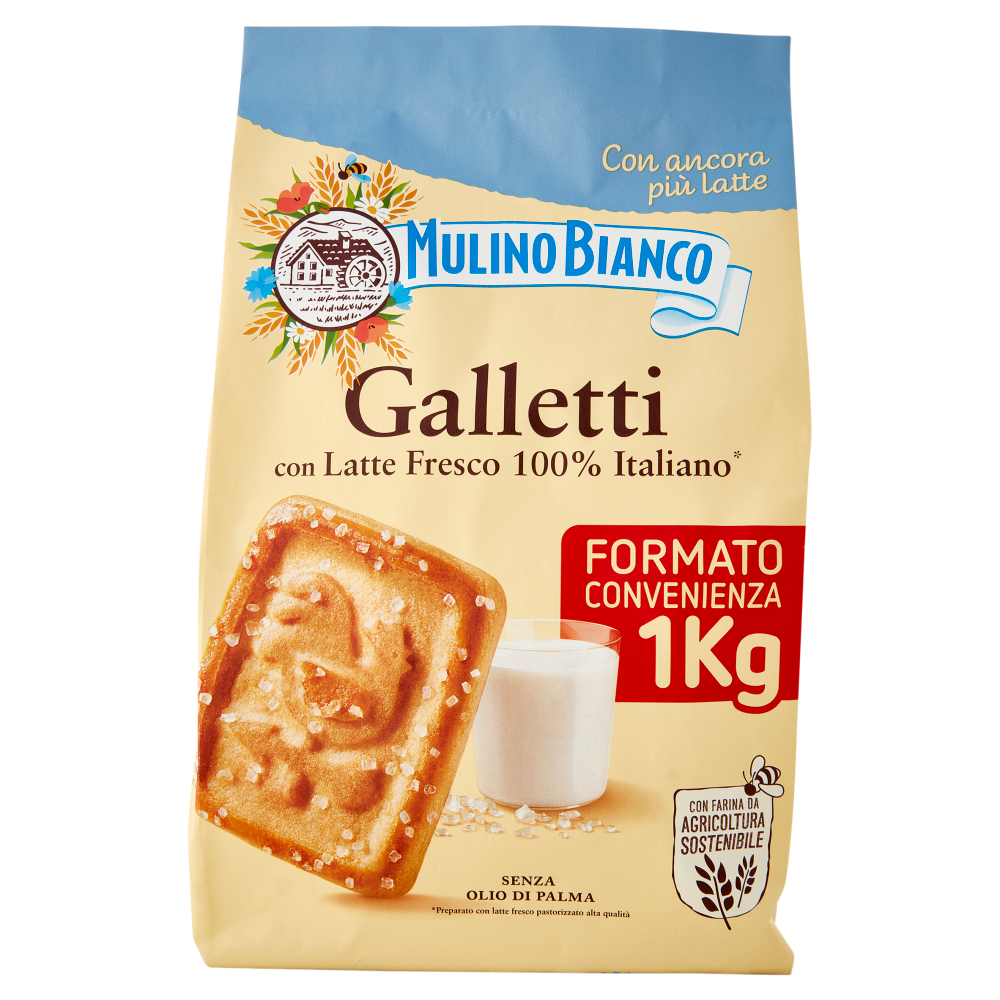 Mulino Bianco Galletti Biscotti con Latte Fresco 100% Italiano 1Kg