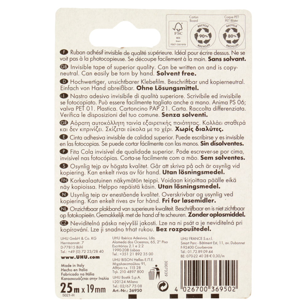 UHU rollafix Invisible 25m x 19mm